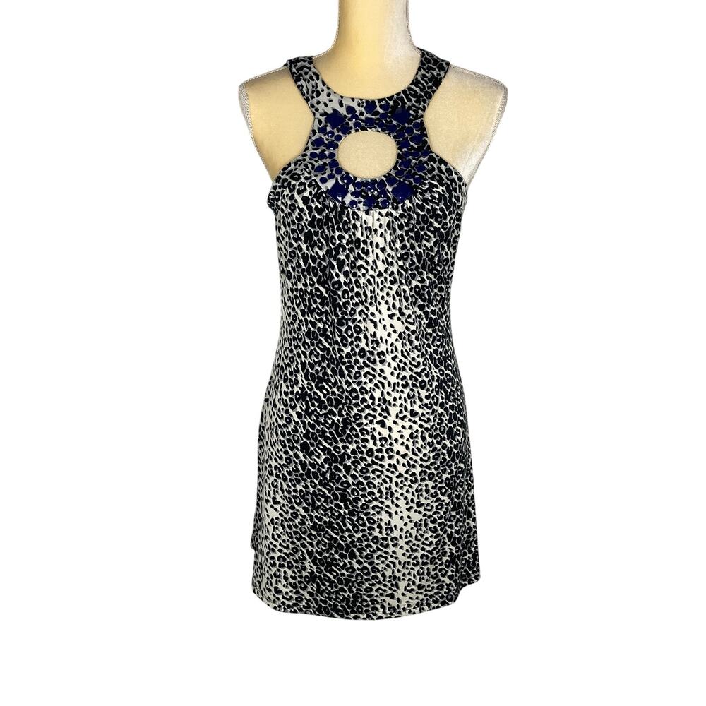 Cache Vintage Halter Dress Animal Print Keyhole Y2K Size Medium